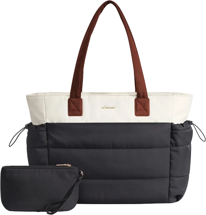 LOVEVOOK Puffer Tote Bag 15.6" with Giant Tumbler Holder M-15.6 Inch
